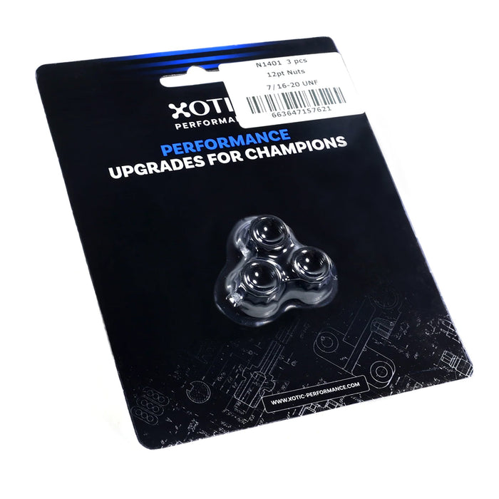 12 Point Nuts 7/16" - 20, 0.6 in. flange, Socket Size 1/2" x 3 pcs N1401