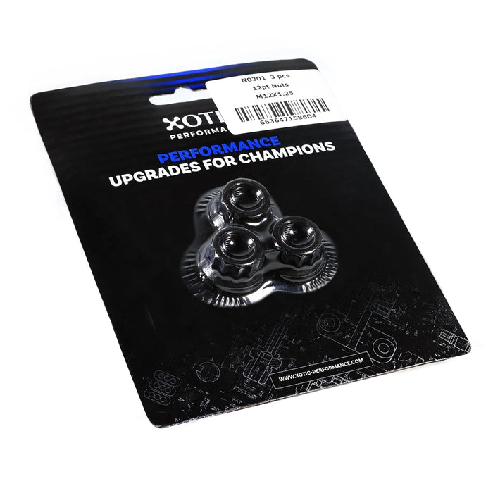 12 - Point Nuts M12 x 1.25 Thread, Socket Size 16mm, 0.925 in. Collar Diameter, x 3 pcs N0301