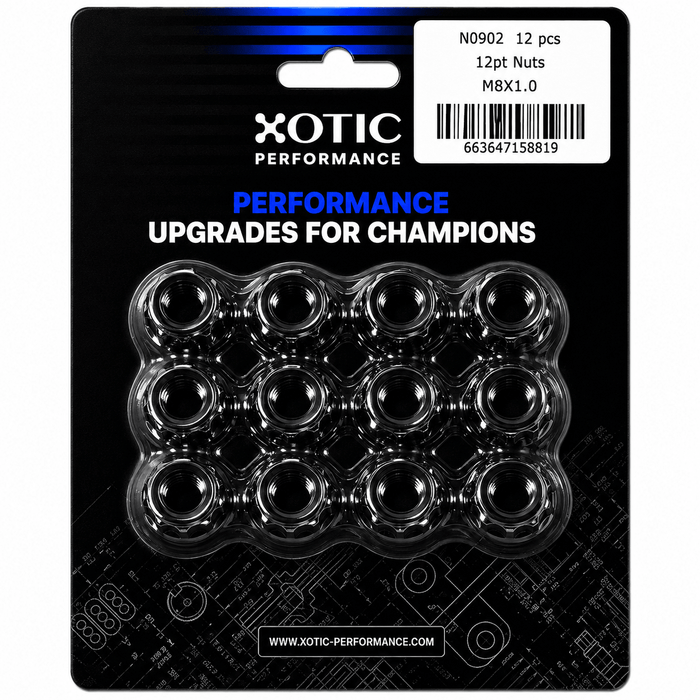 12-Point Nuts 8mm x 1.00, Socket Size 10mm x 12 pcs N0902
