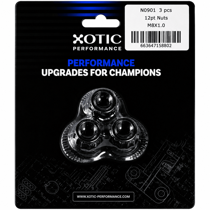12-Point Nuts 8mm x 1.00, Socket Size 10mm x 3 pcs N0901