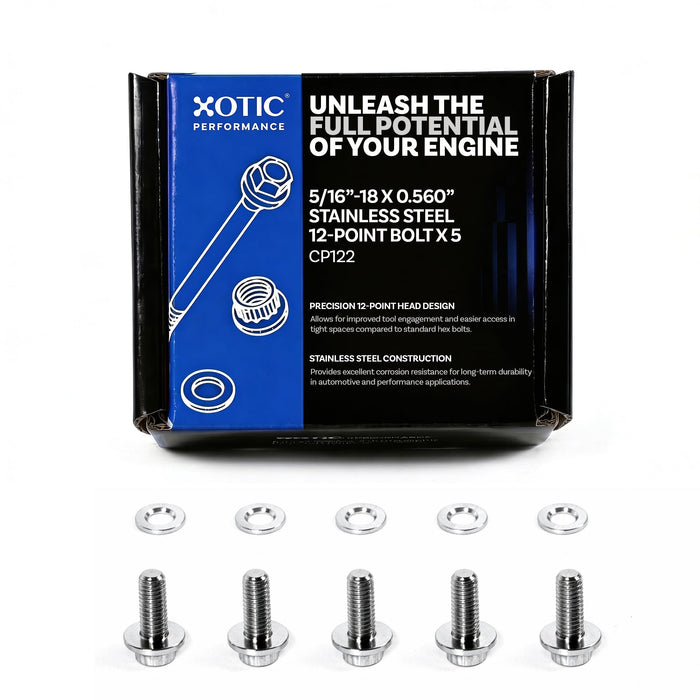 5/16” - 18 x 0.560” Stainless Steel 12 - Point Bolt x 5 - CP122 CP122