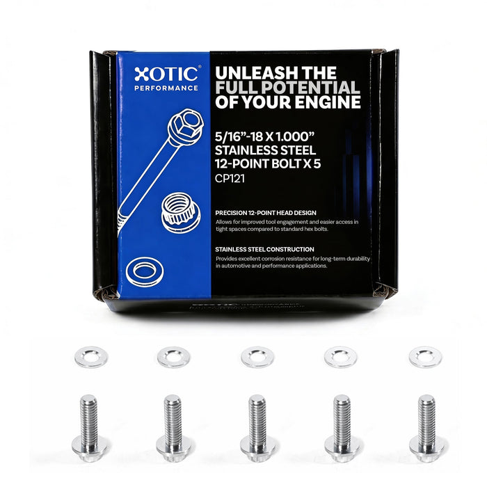 5/16” - 18 x 1.000” Stainless Steel 12 - Point Bolt x 5 CP121