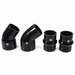 Four LP300 black silicone couplers, two elbows and two hump couplers with white XOTIC emblems, on a square white background