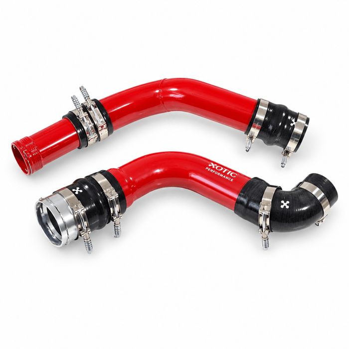 Red Turbo Intercooler Hot & Cold Charge Pipe Combo - 2017-2026 6.7L Ford Power Stroke HP200-LP100