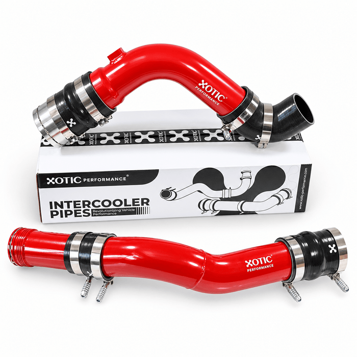 Red Turbo Intercooler Hot & Cold Charge Pipe Combo - 2017-2026 6.7L Ford Power Stroke HP200-LP100