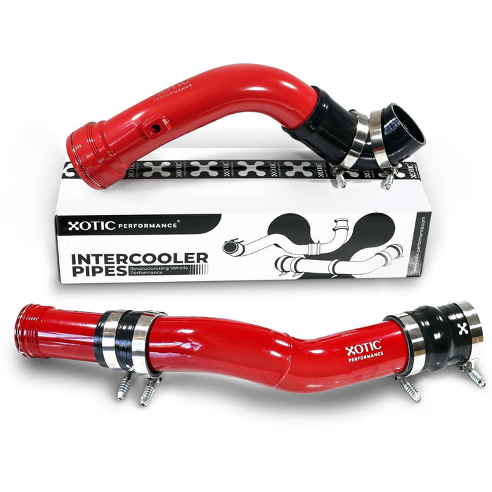 Red Turbo Intercooler Hot & Cold Charge Pipe Combo For 2011 - 2016 Ford Power Stroke 6.7L HP200-LP200