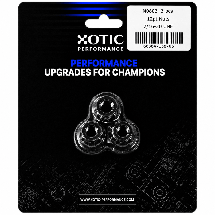 Torx 12 pt 7/16-20 UNF Nuts 3 pc N0803