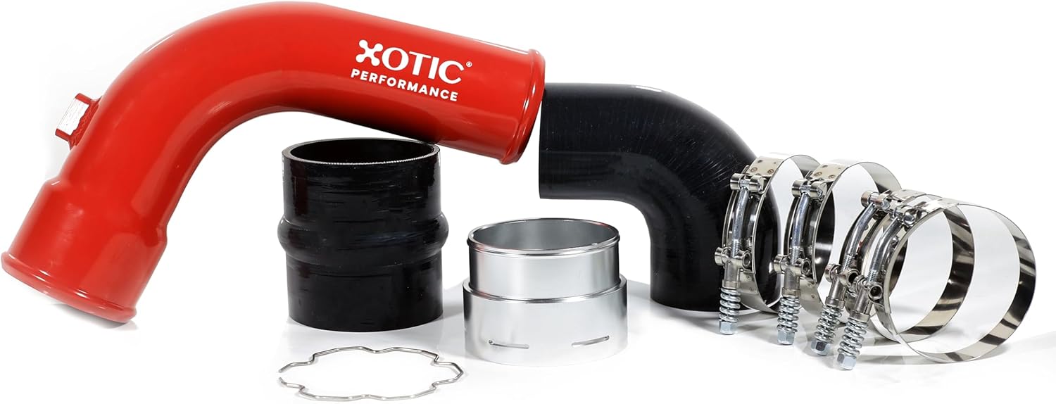 EYNDA Red Turbo Air Intake Elbow Pipe For 2005-2007 Ford F250 F350 6.0L Powerstroke Diesel – Aluminum, Direct Fit, 1-Year Warranty