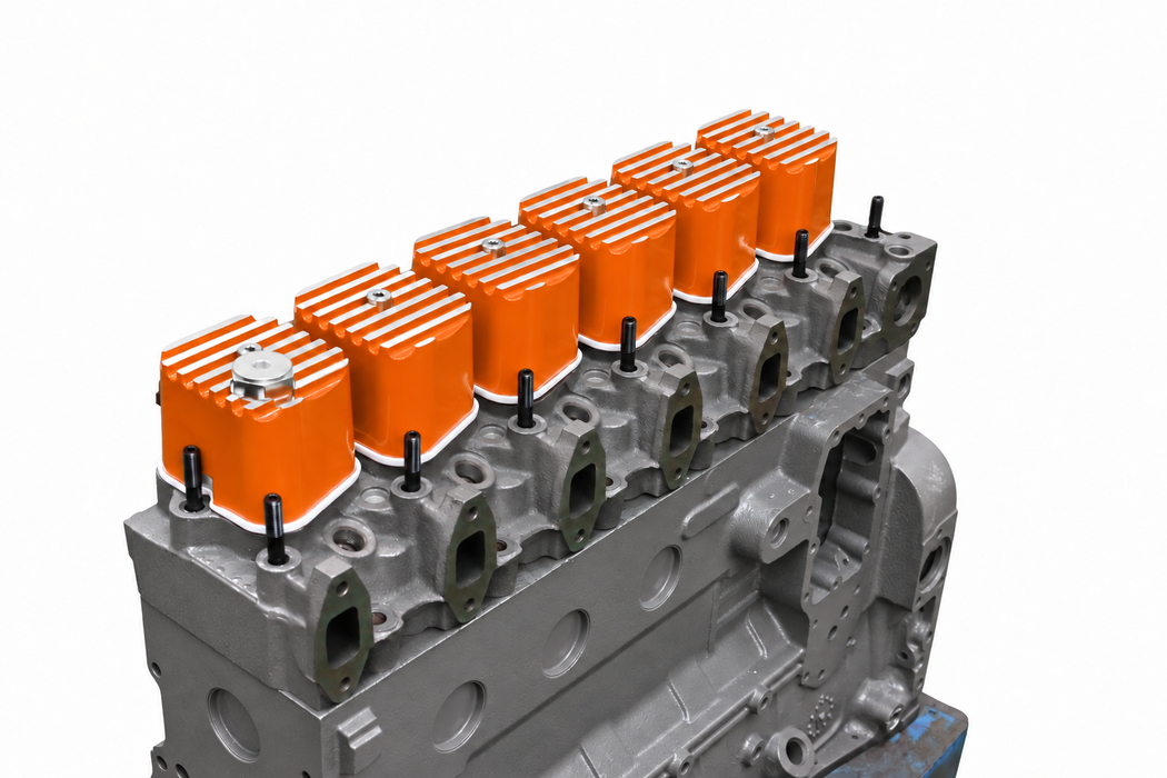 VC200 orange valve covers on a grey Cummins engine — gallery photo 8